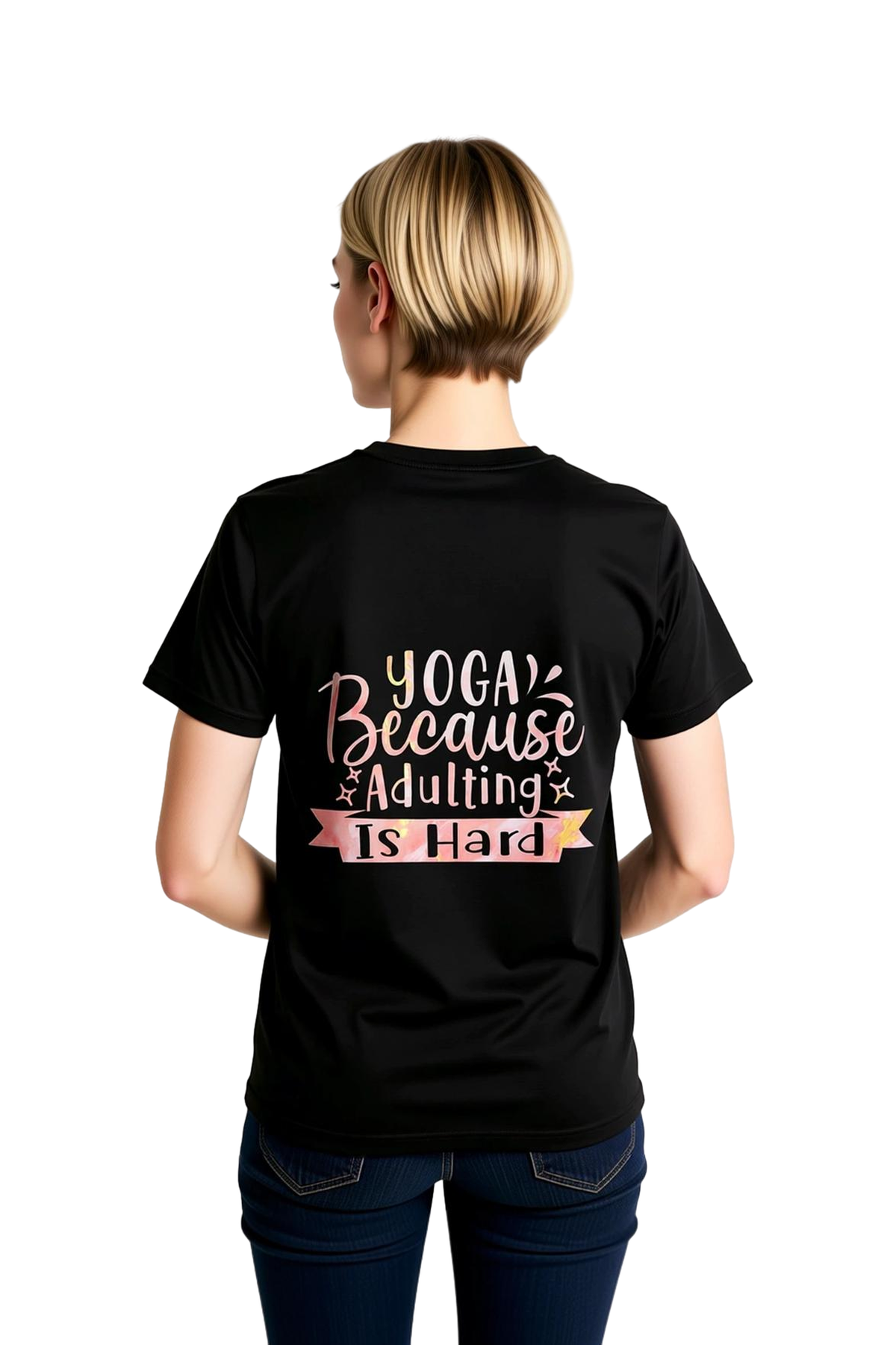 Kadın Yoga Baskılı Kısa Kollu Tişört Yetişkinlik Stresi Mizah Grafik Desenli Rahat Kesim Günlük