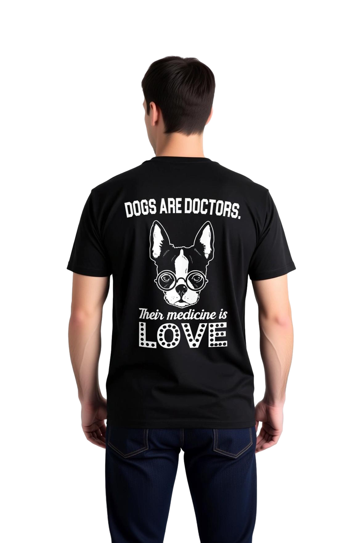 Köpekler Doktor Sevgi İlacı Baskılı Erkek Tişört
