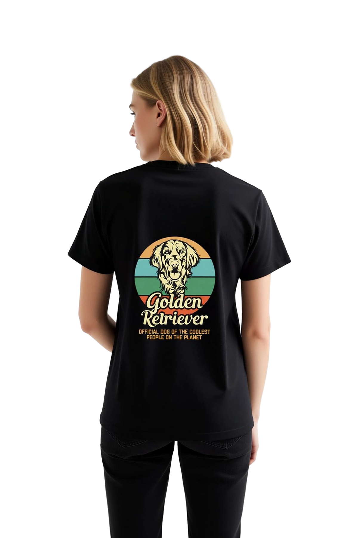 Kadın Vintage Golden Retriever Baskılı Rahat Kesim Kısa Kollu Tişört Grafik Desen Günlük Modern