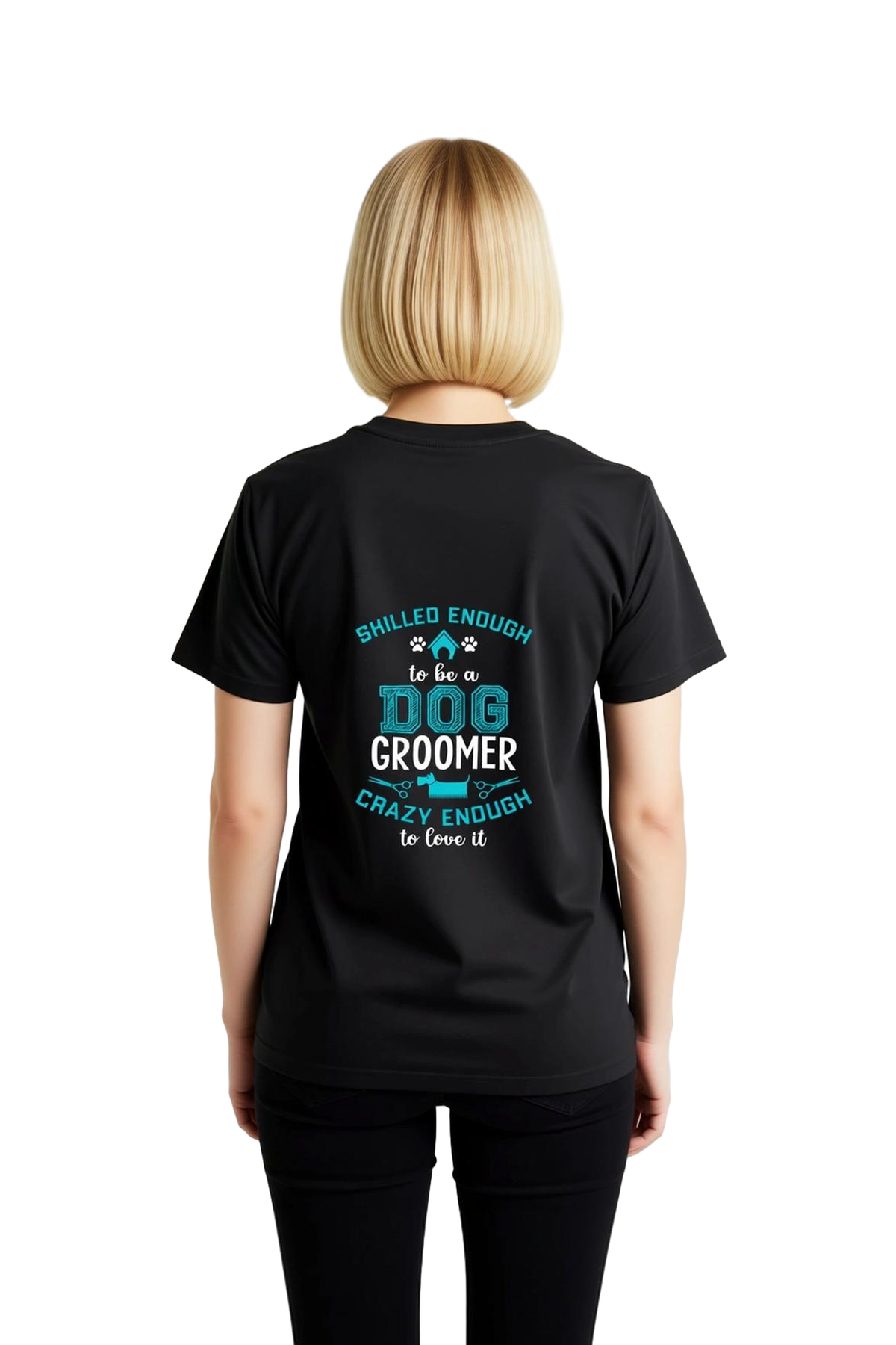 Kadın Köpek Groomer Baskılı Kısa Kollu Tişört Vintage Tasarım Meslek Tutkusu Rahat Kesim Günlük