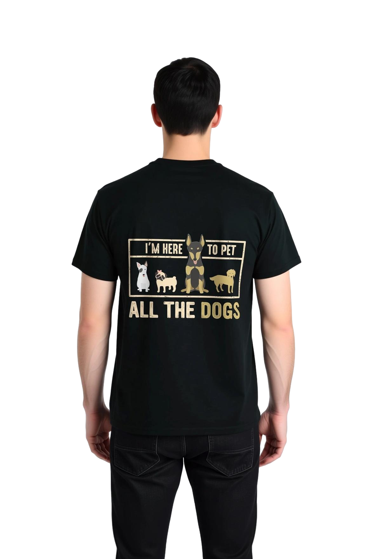 Erkek Köpek Severler İçin Baskılı Rahat Kesim Tişört Tüm Cins Köpekler Okşama Temalı Günlük Modern