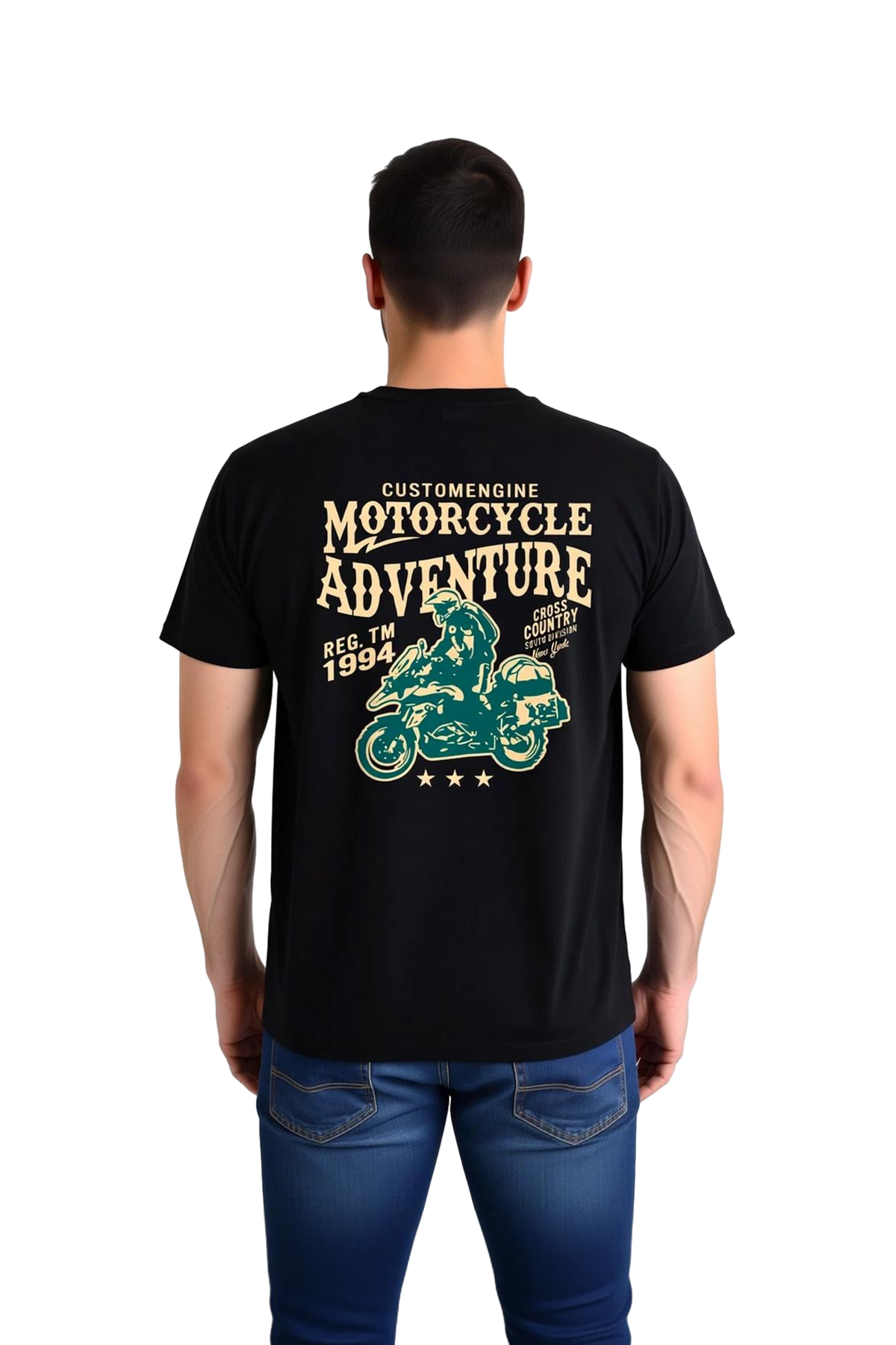 Erkek Retro Motosiklet Macera Teması Baskılı Kısa Kollu Tişört Vintage Stil Günlük Rahat Modern