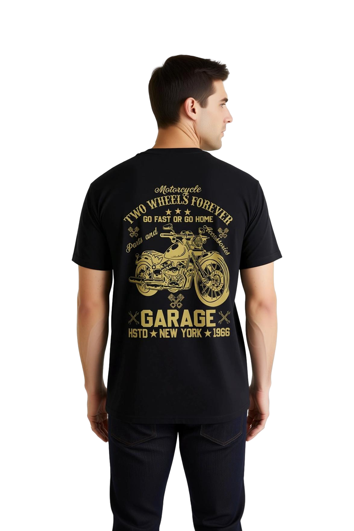Erkek Motosiklet Garage Baskılı Tişört %100 Pamuk Retro Stil Rahat Kesim Günlük Giyim Modern Şık