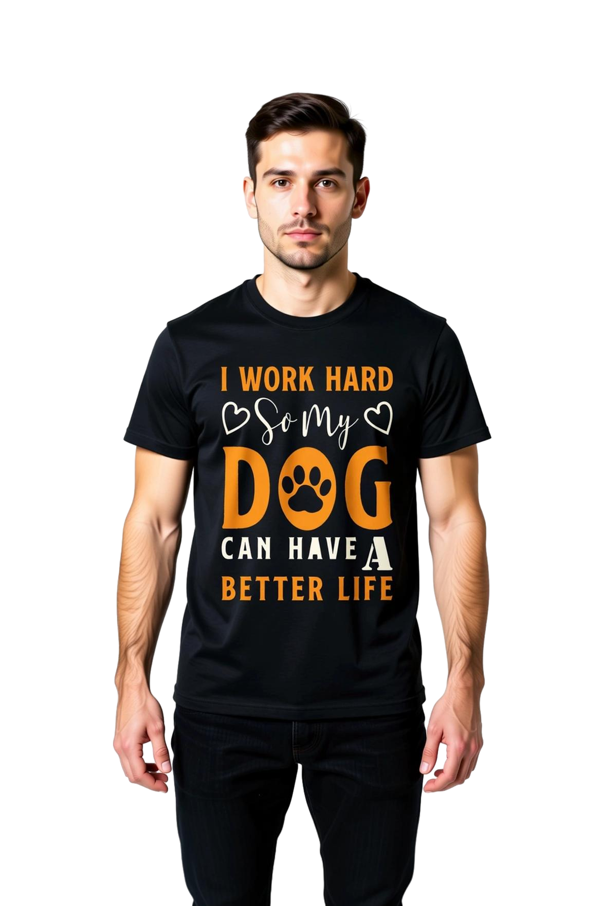 Köpeğim İçin Çalışıyorum Baskılı Erkek Tişört