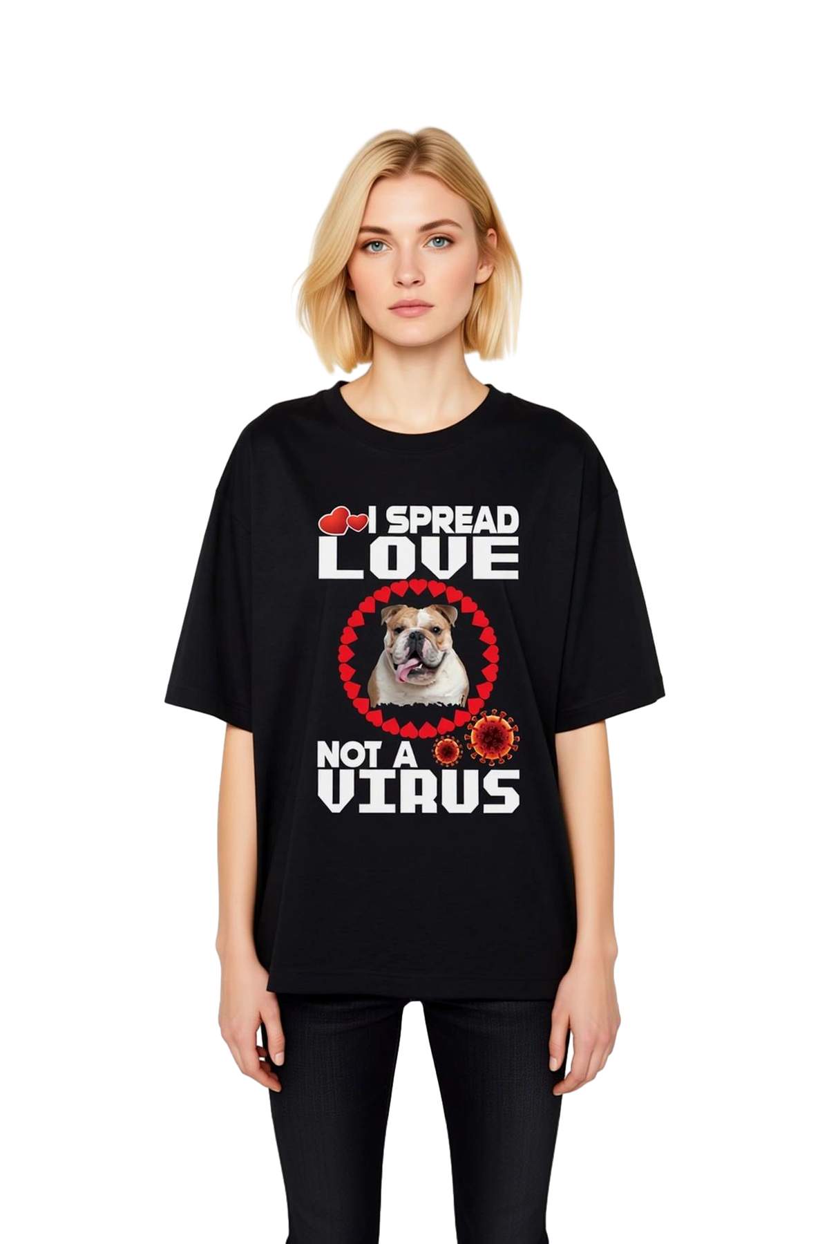 Kadın Oversize Grafik Baskılı Tişört Köpek Sevgisi Temalı Rahat Kesim Kısa Kollu Günlük Giyim Modern