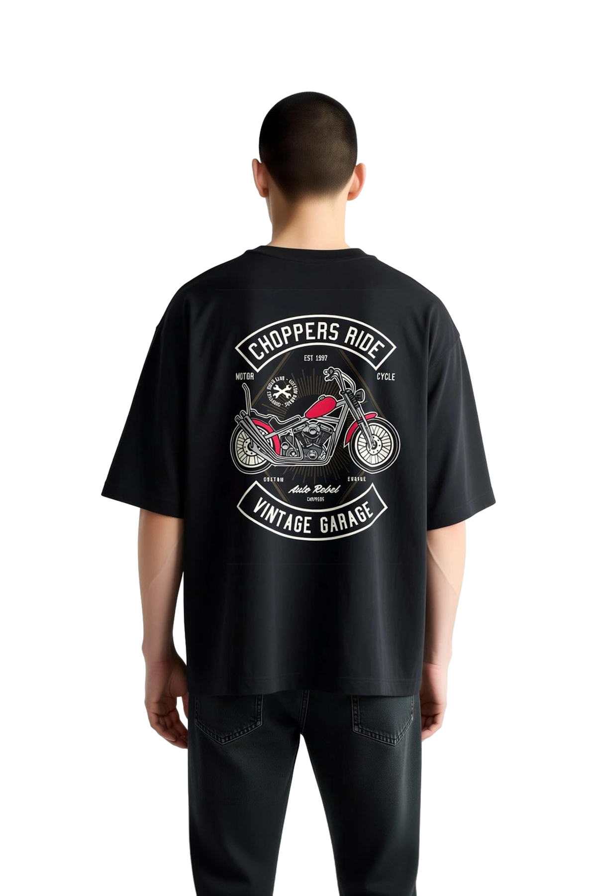 Custom Chopper Vintage Garage Kültürü Baskılı Erkek Oversize Tişört