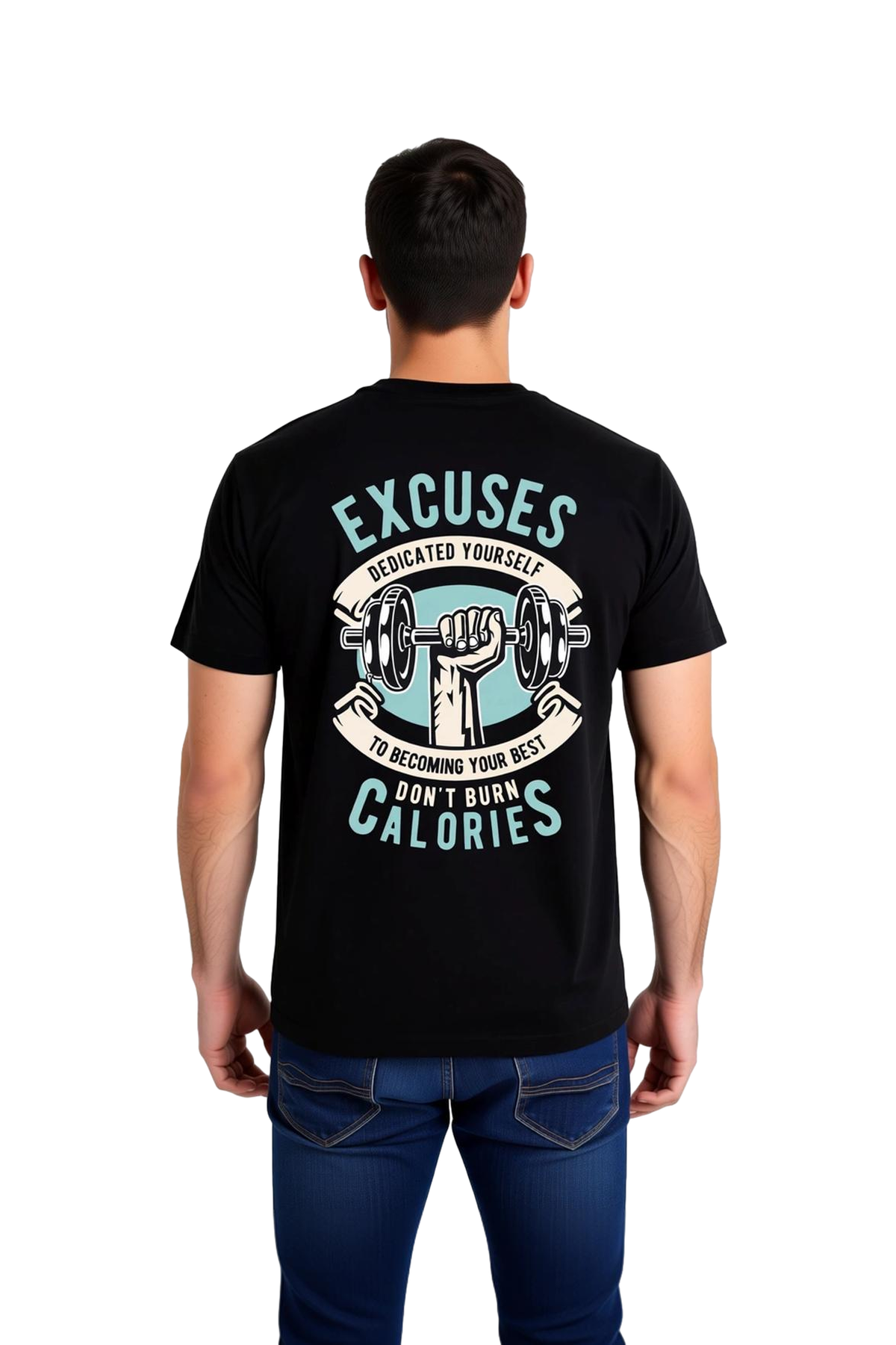 Erkek Fitness Motivasyon Baskılı Tişört Bahane Yok Hedef Odaklı Sporcu Mindset Günlük Rahat Modern