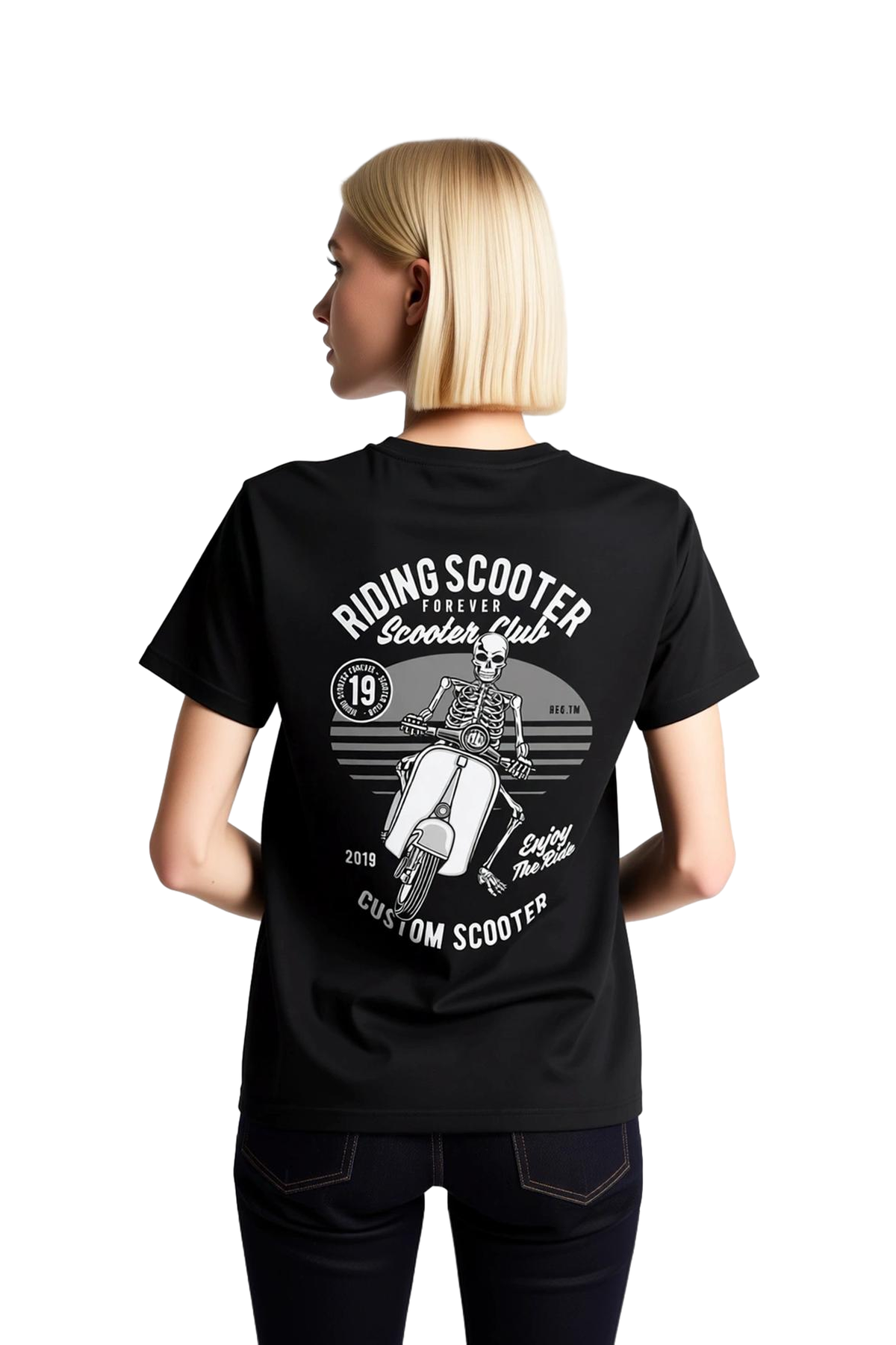 Scooter Sürüşü Sonsuza Dek Keyfi Baskılı Kadın Tişört