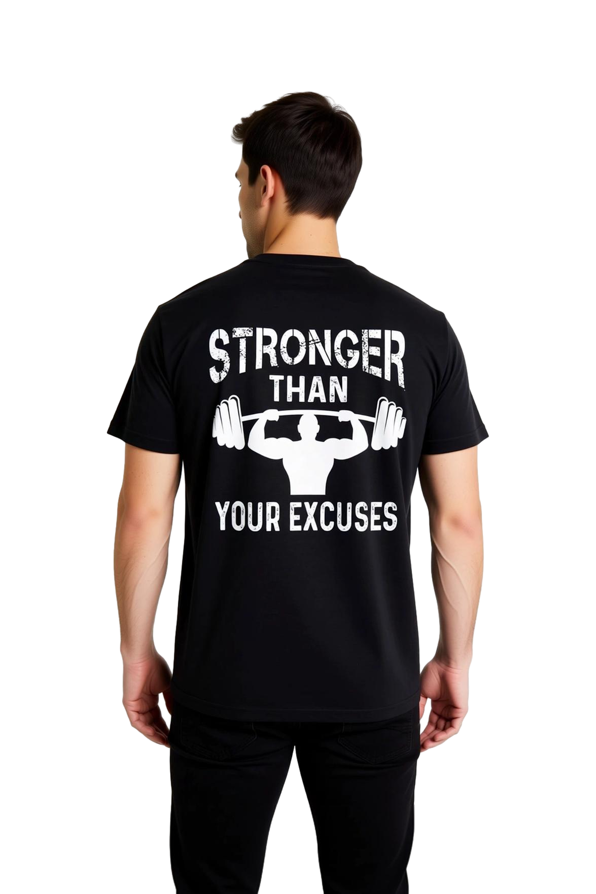 Erkek Fitness Motivasyon Baskılı Tişört Halter Dumbbell Grafik Tasarım Rahat Kesim Günlük Modern