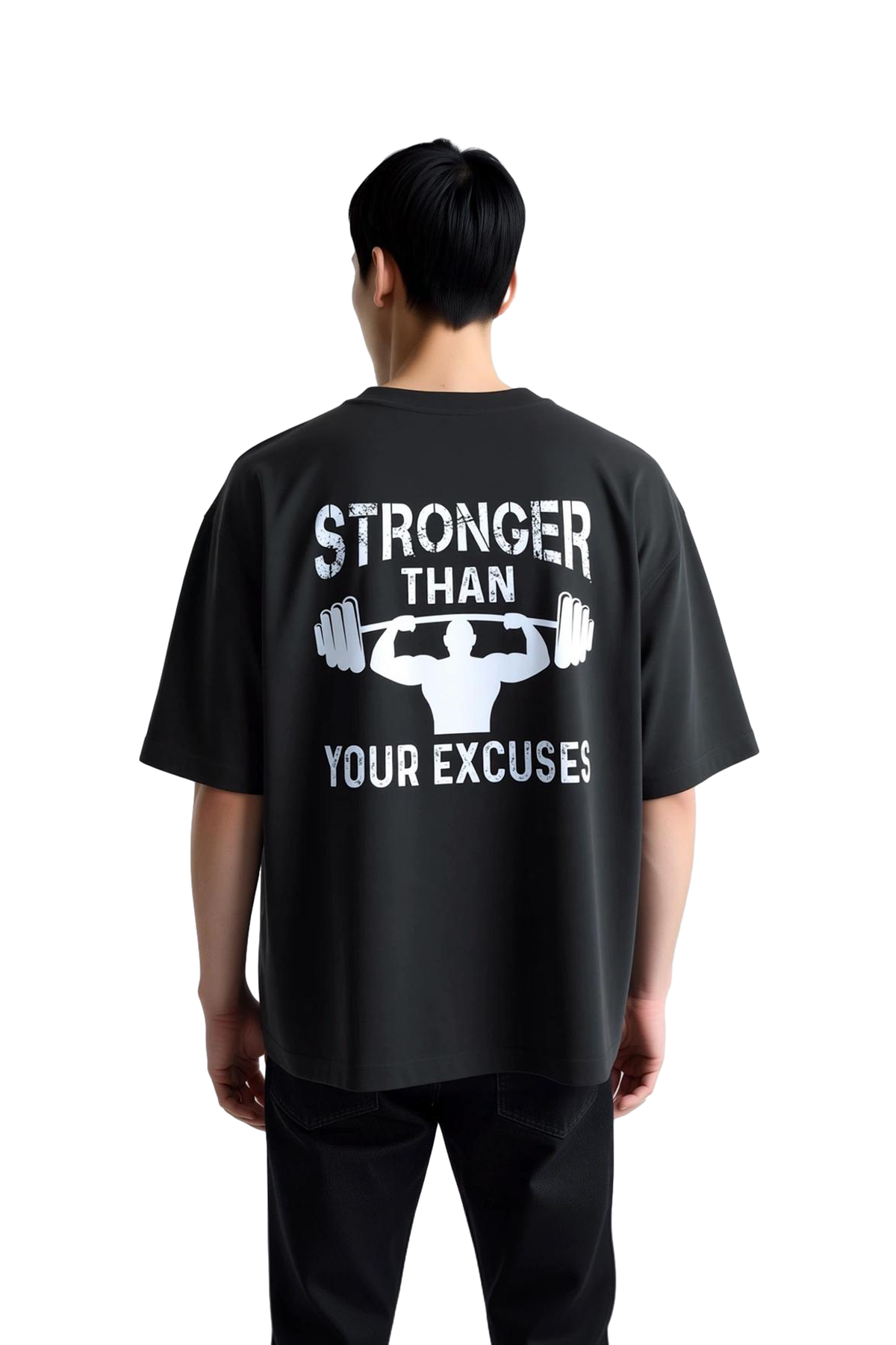 Motivasyon Yazılı Fitness Tasarımı Baskılı Erkek Oversize Tişört