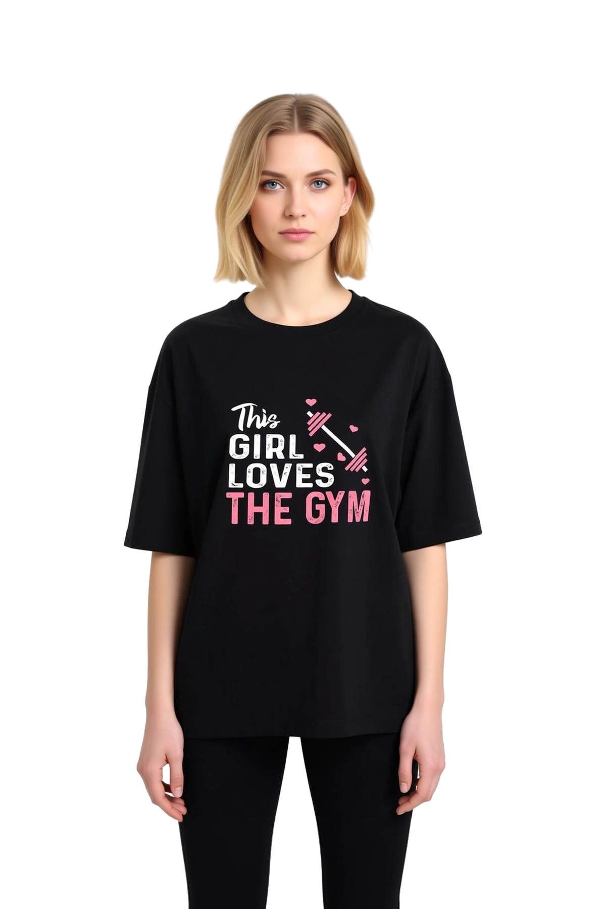 Spor Salonunu Seven Baskı Baskılı Kadın Oversize Tişört