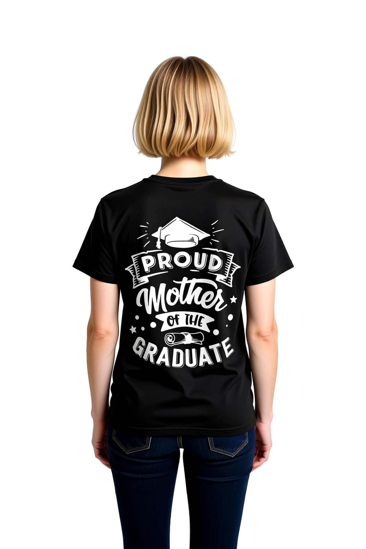 Kadın Mezuniyet Kutlama Baskılı Tişört Proud Mother Vintage Tasarım Rahat Kesim Günlük Modern Şık
