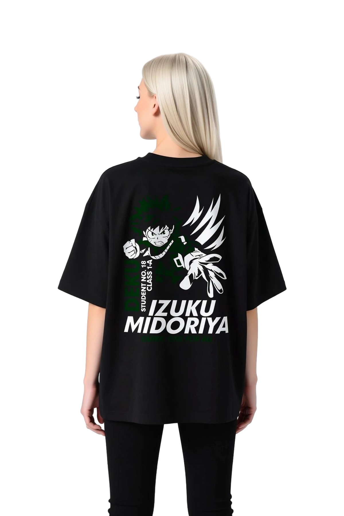 Kadın Oversize Anime Karakteri Baskılı Tişört Öğrenci Numaralı Grafik Detaylı Rahat Kesim Günlük