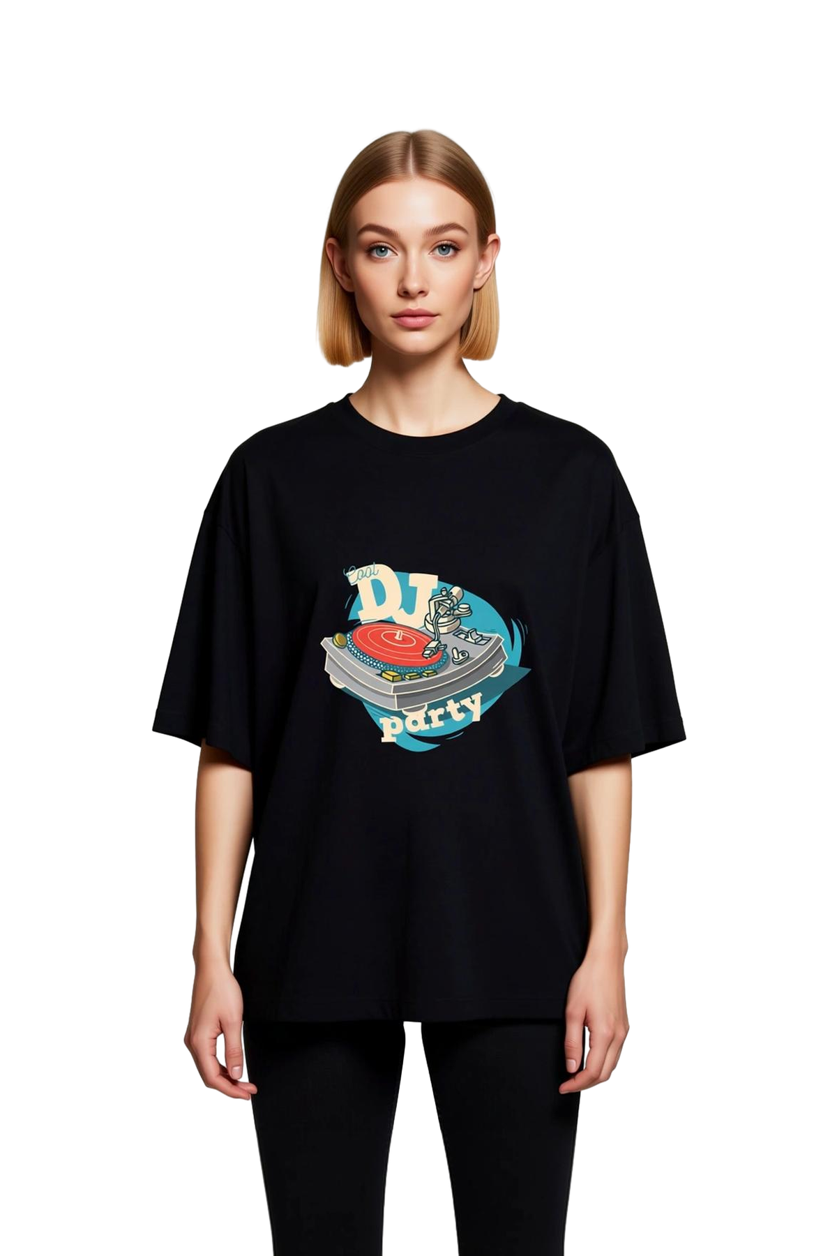 Kadın Oversize Grafik Baskılı Tişört Müzik Temalı Retro Stil Rahat Kesim Günlük Giyim Modern Şık