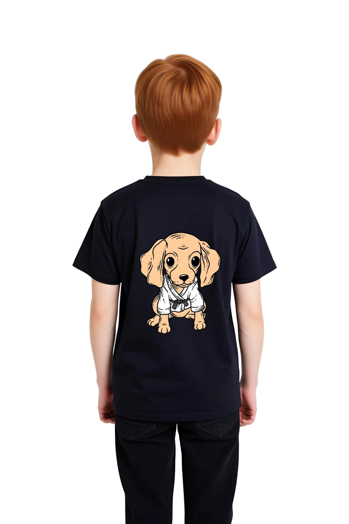 Çocuk Kısa Kollu Baskılı Tişört Karate Köpek Figürlü Rahat Kesim Günlük Giyim Modern Şık Konforlu