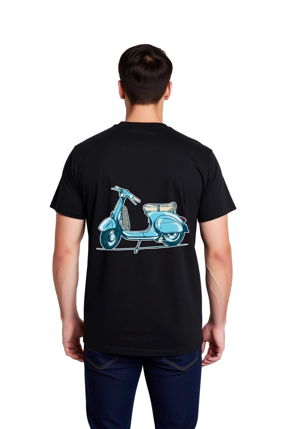 Erkek Vintage Scooter Baskılı Tişört Retro Motif Koltuk Detaylı Günlük Rahat Kesim Modern Şık Zarif
