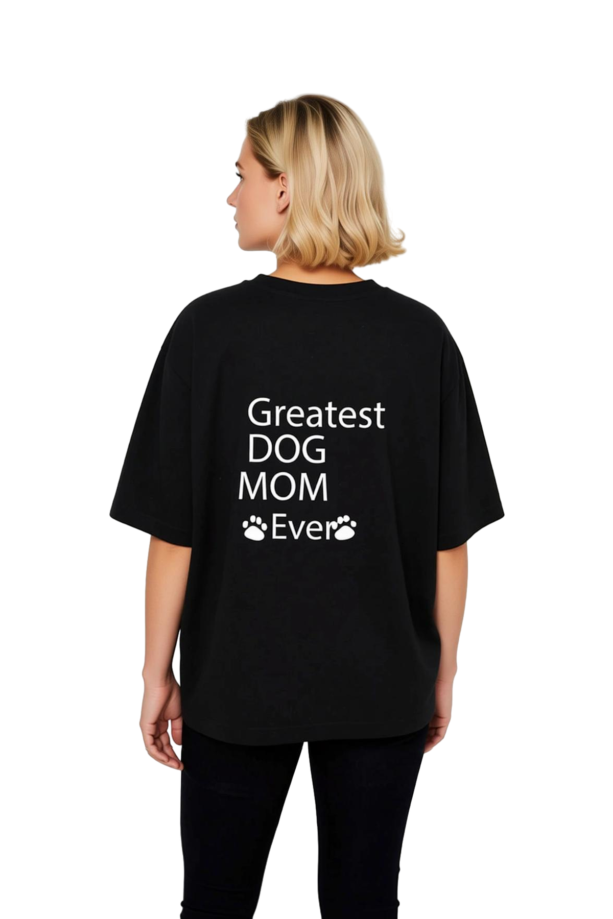 En İyi Köpek Anne Yazılı Komik Baskılı Kadın Oversize Tişört