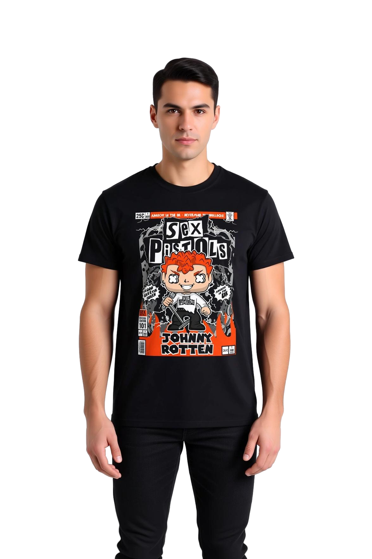 Punk Rock Efsanesi Yazısı Baskılı Erkek Tişört