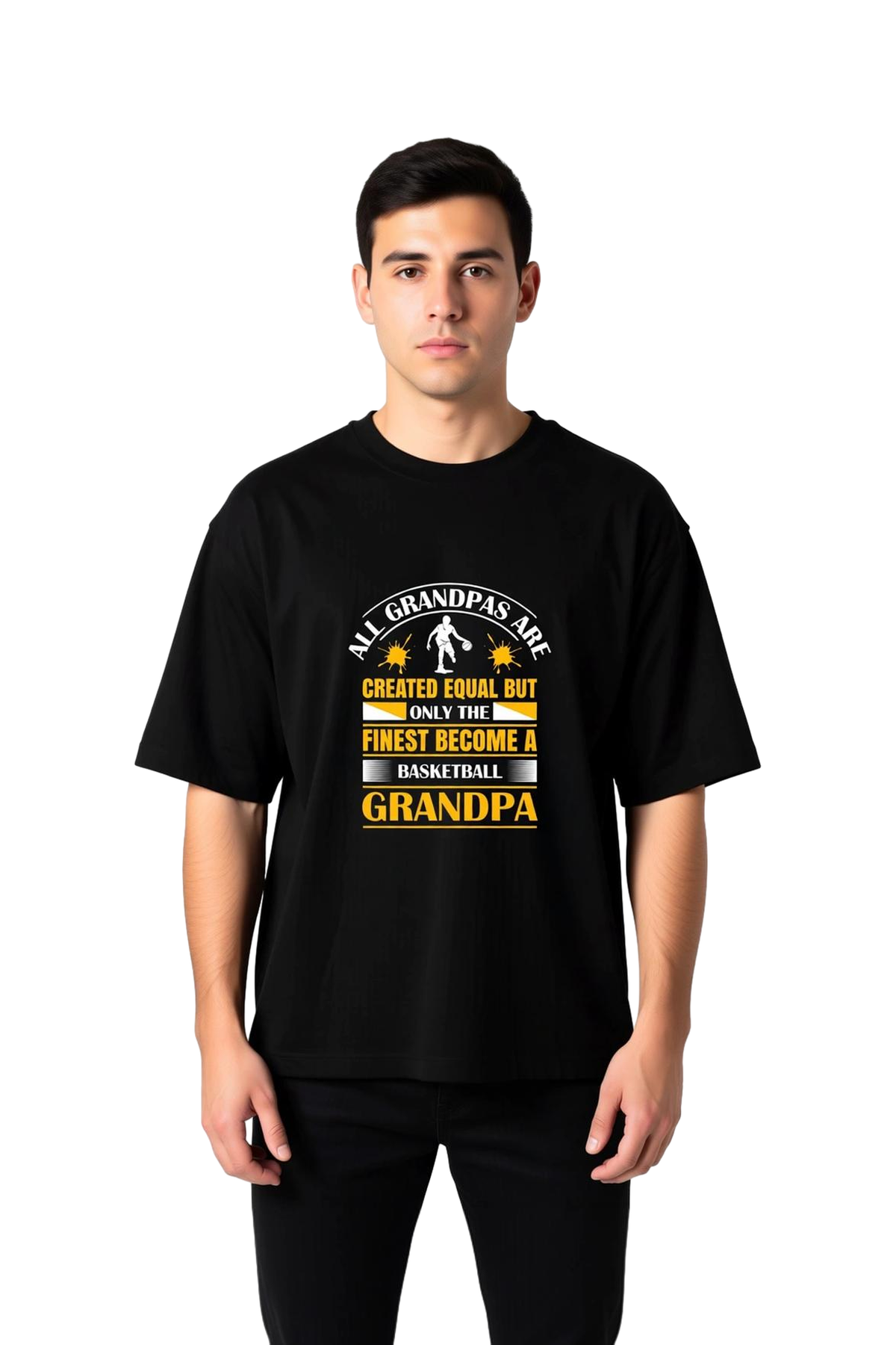 Erkek Oversize Basketbol Dede Baskılı Kısa Kollu Tişört Retro Desen Rahat Kesim Günlük Modern Şık
