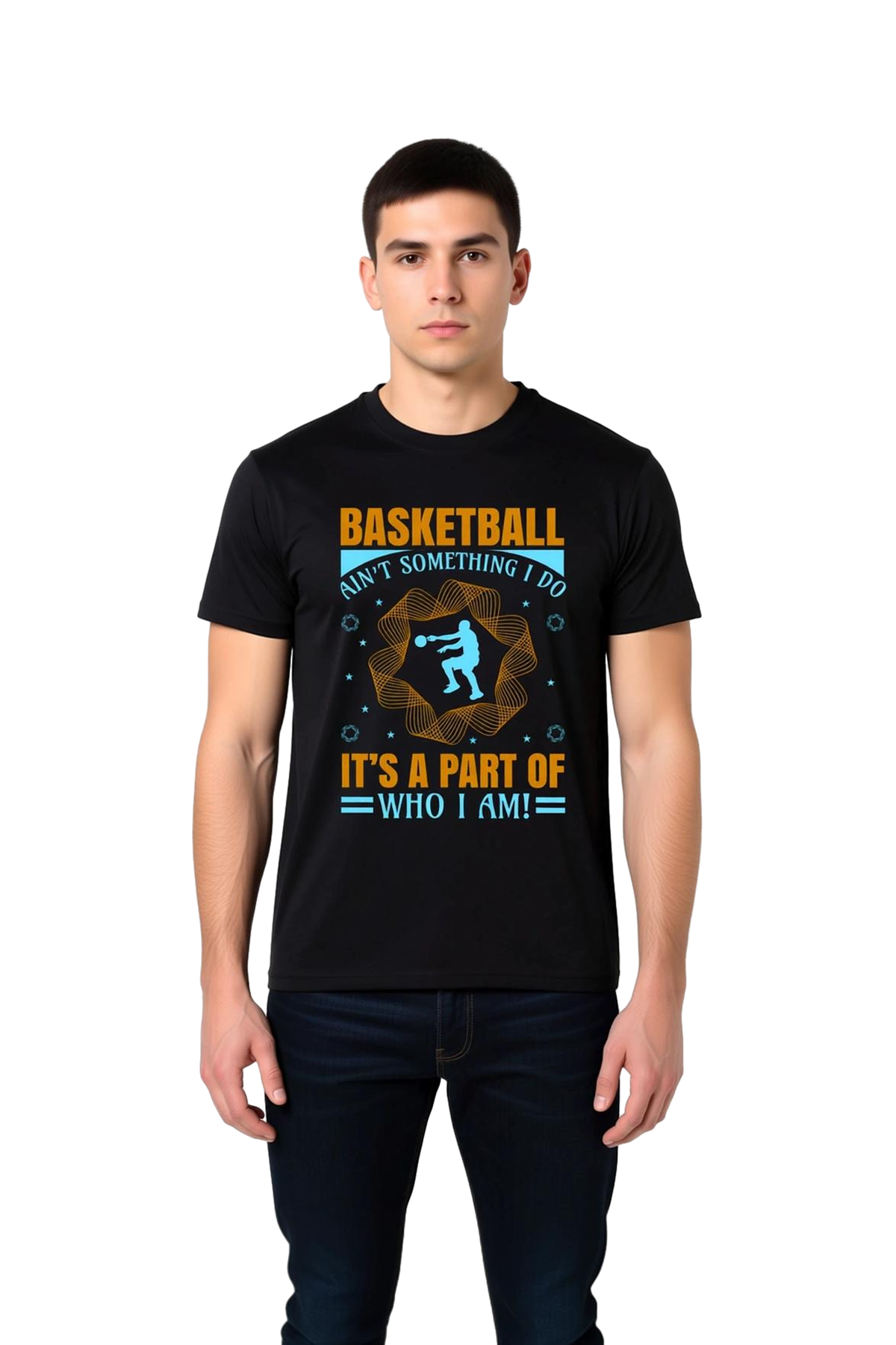 Erkek Basketbol Tutkusu Baskılı Tişört Yaşam Felsefesi Mesajlı Günlük Rahat Kesim Modern Şık Zarif