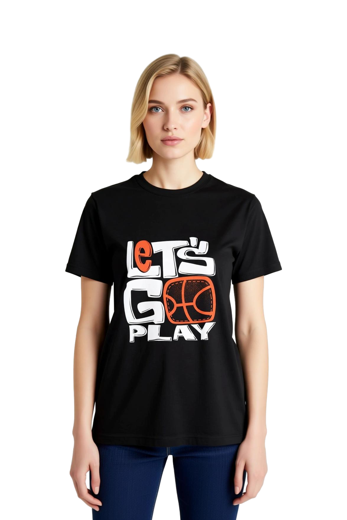 Hadi Oynayalım! Basketbol Çağrısı Baskılı Kadın Tişört