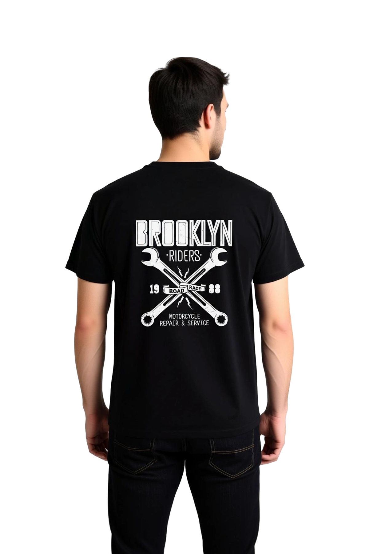 Brooklyn Bikerlar '88 Motosiklet Tamirciliği Baskılı Erkek Tişört