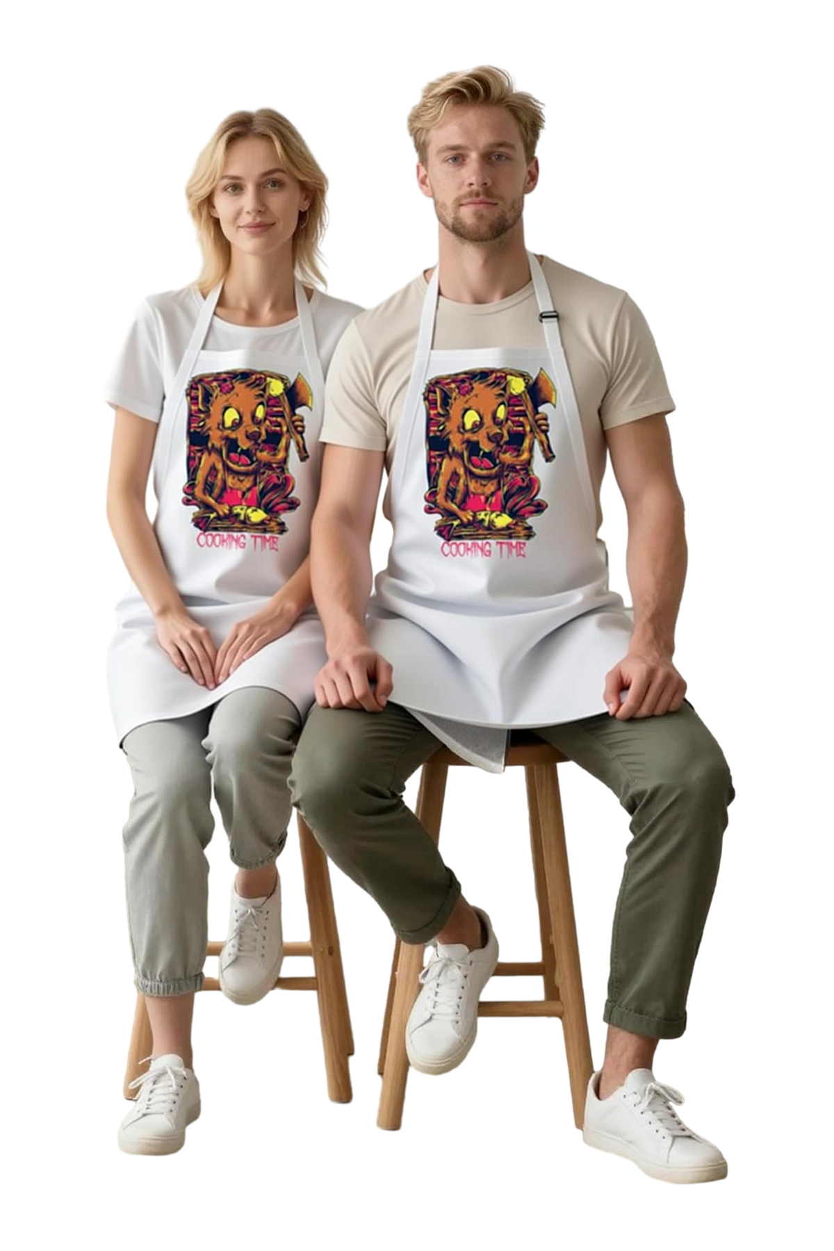Unisex Aşçı Önlüğü Vintage Baskı Mutfak Tasarımı Retro Estetik Rahat Kesim Günlük Kullanım Modern