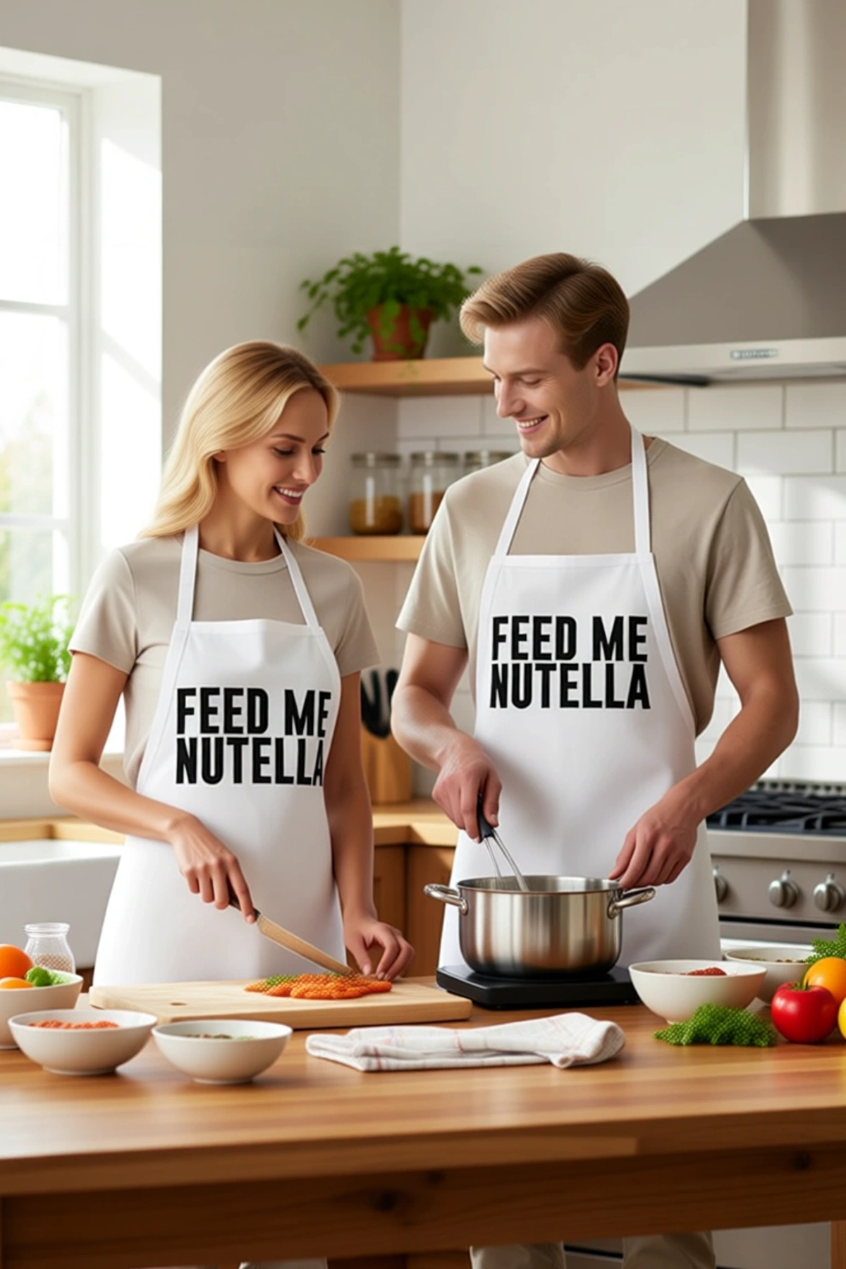Unisex Mutfak Önlüğü Nutella Baskılı DTF Dijital Baskı Tekniği Rahat Kesim Günlük Kullanım Modern