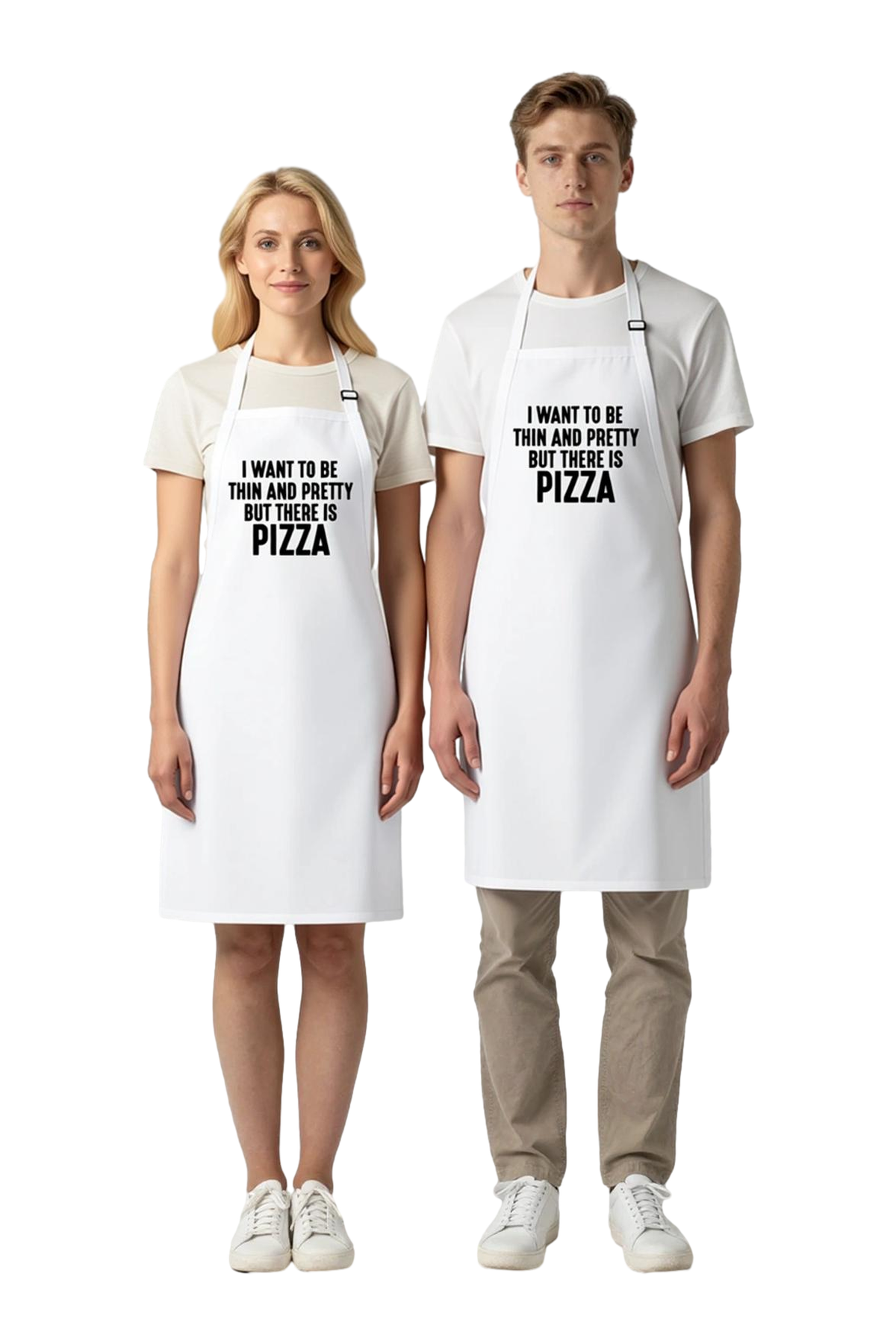 Unisex Mutfak Önlüğü Pizza Temalı Baskılı Rahat Kesim Günlük Aşçı Komik Slogan Modern Şık Konforlu