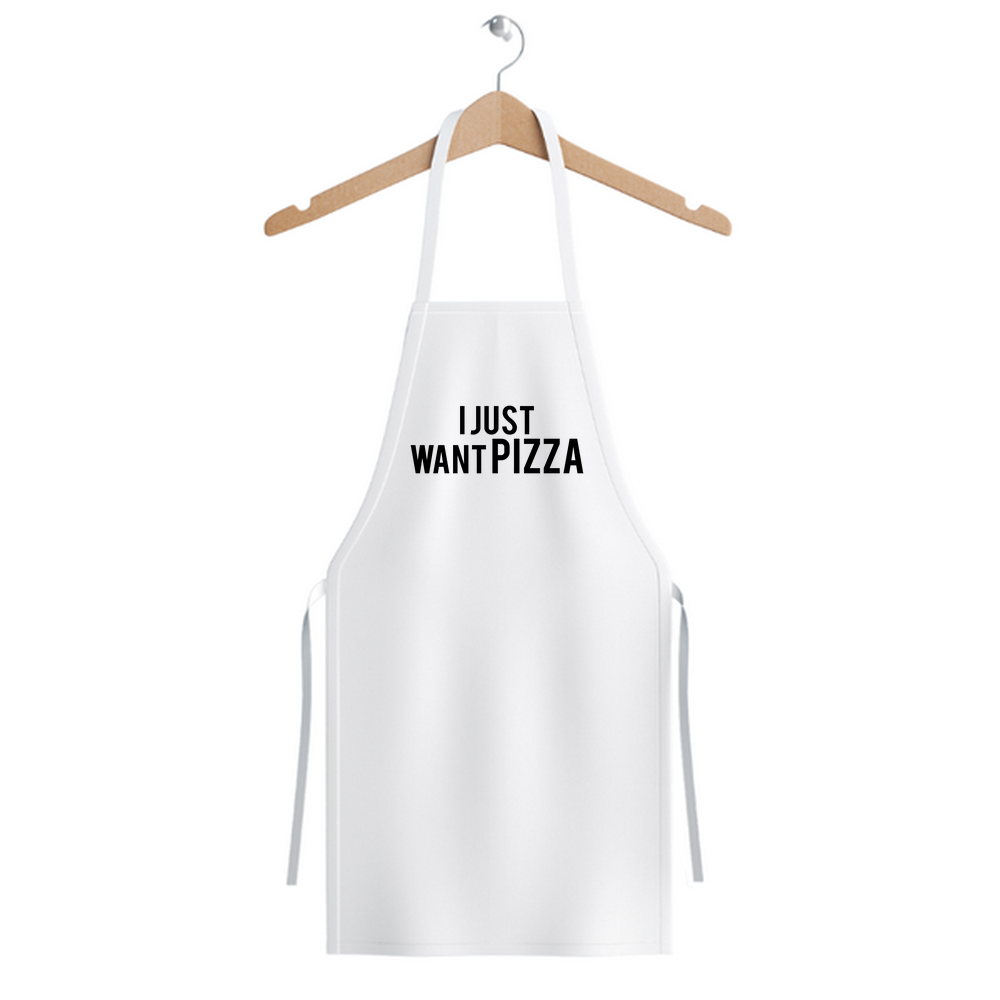 Erkek Unisex Mutfak Aşçı Önlüğü Pizza Baskılı Halter Yaka Cepli Rahat Kesim Günlük Modern Şık Zarif