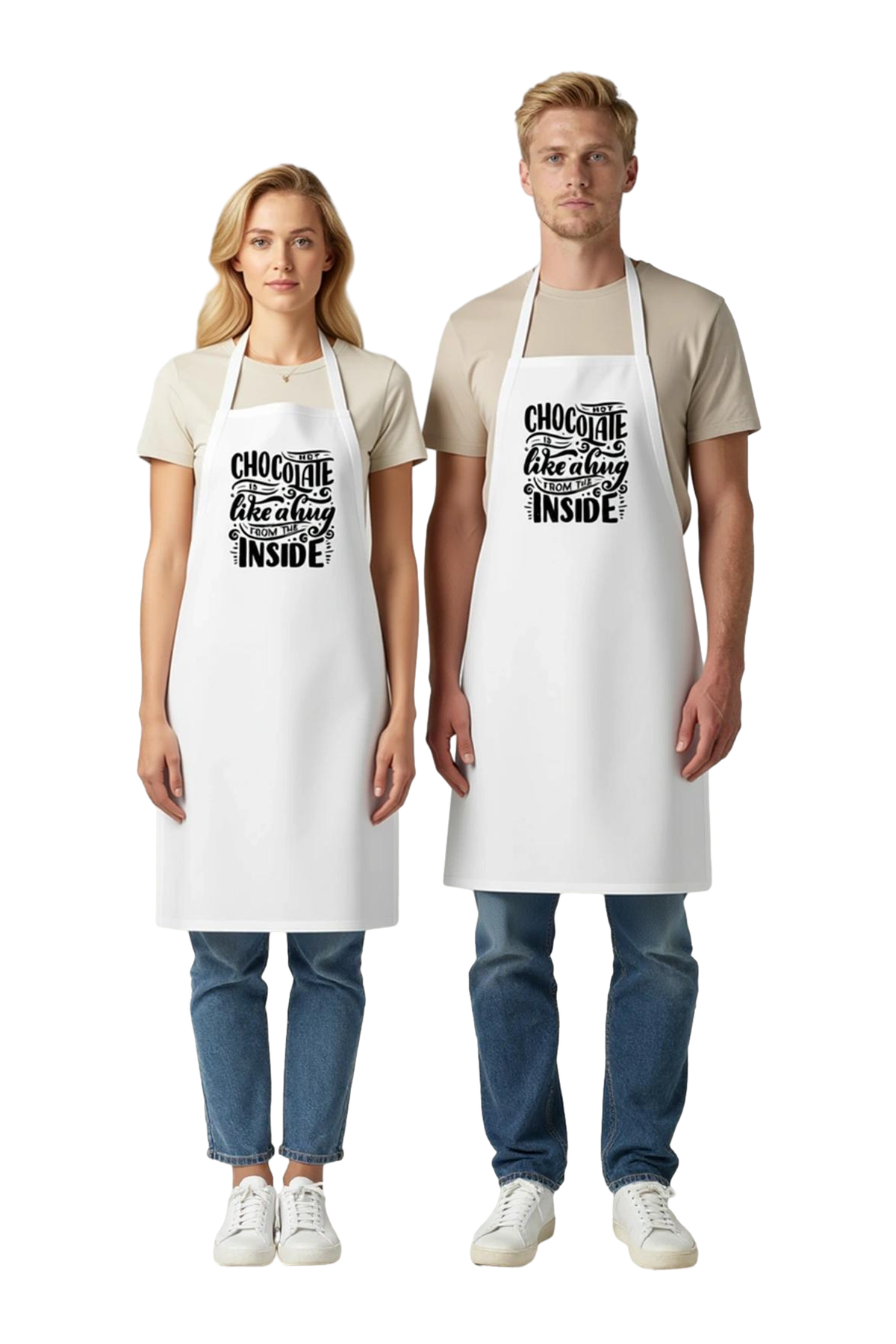 Unisex Mutfak Önlüğü Çikolata Baskılı Vintage Tasarım Rahat Kesim Gıda Severlere Özel Günlük Modern