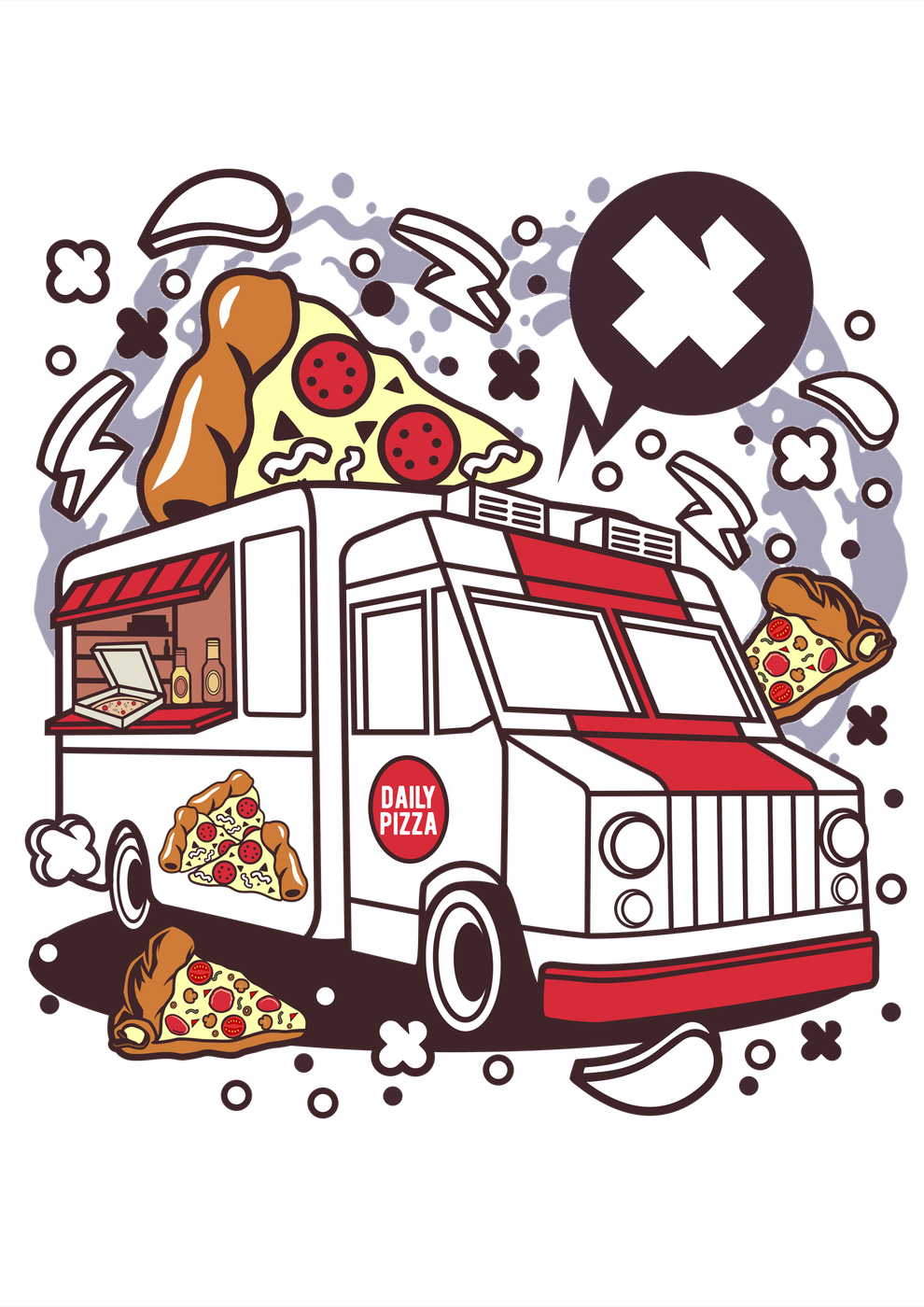 Unisex Mutfak Önlüğü Pizza Baskılı Itfaiye Temalı Grafik Desen Rahat Kesim Günlük Kullanım Modern