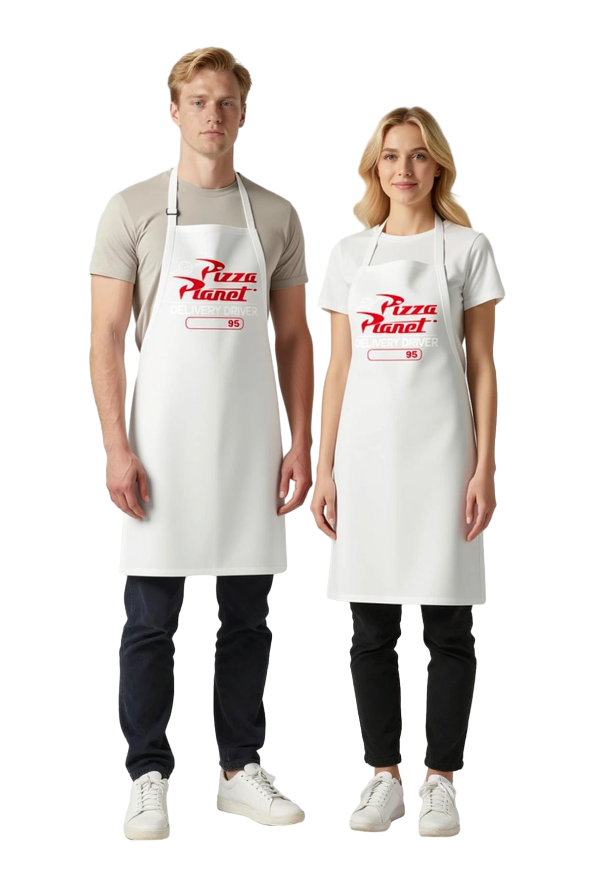 Unisex Mutfak Önlüğü Pizza Planet Teslimat Sürücü Baskılı Rahat Kesim Boyundan Bağlamalı Günlük