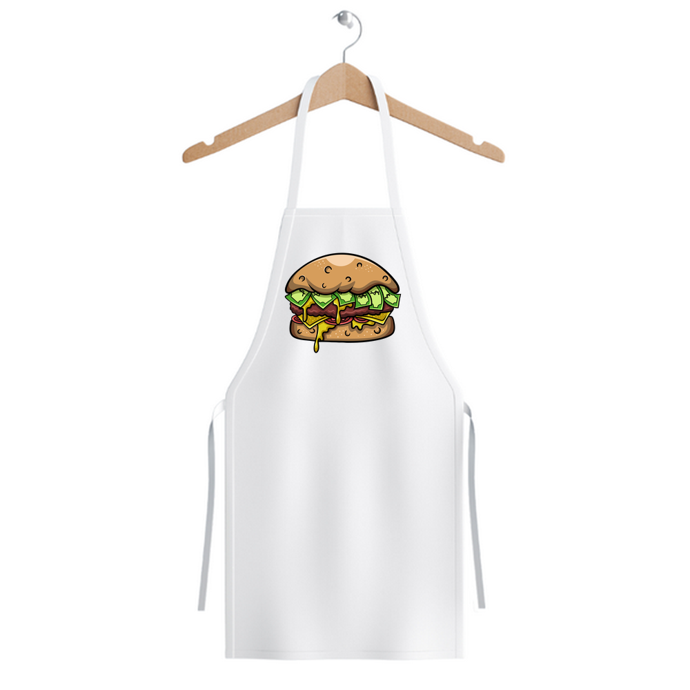 Unisex Mutfak Aşçı Önlüğü Hamburger Para Baskılı Komik Tasarım Günlük Rahat Modern Şık Konforlu