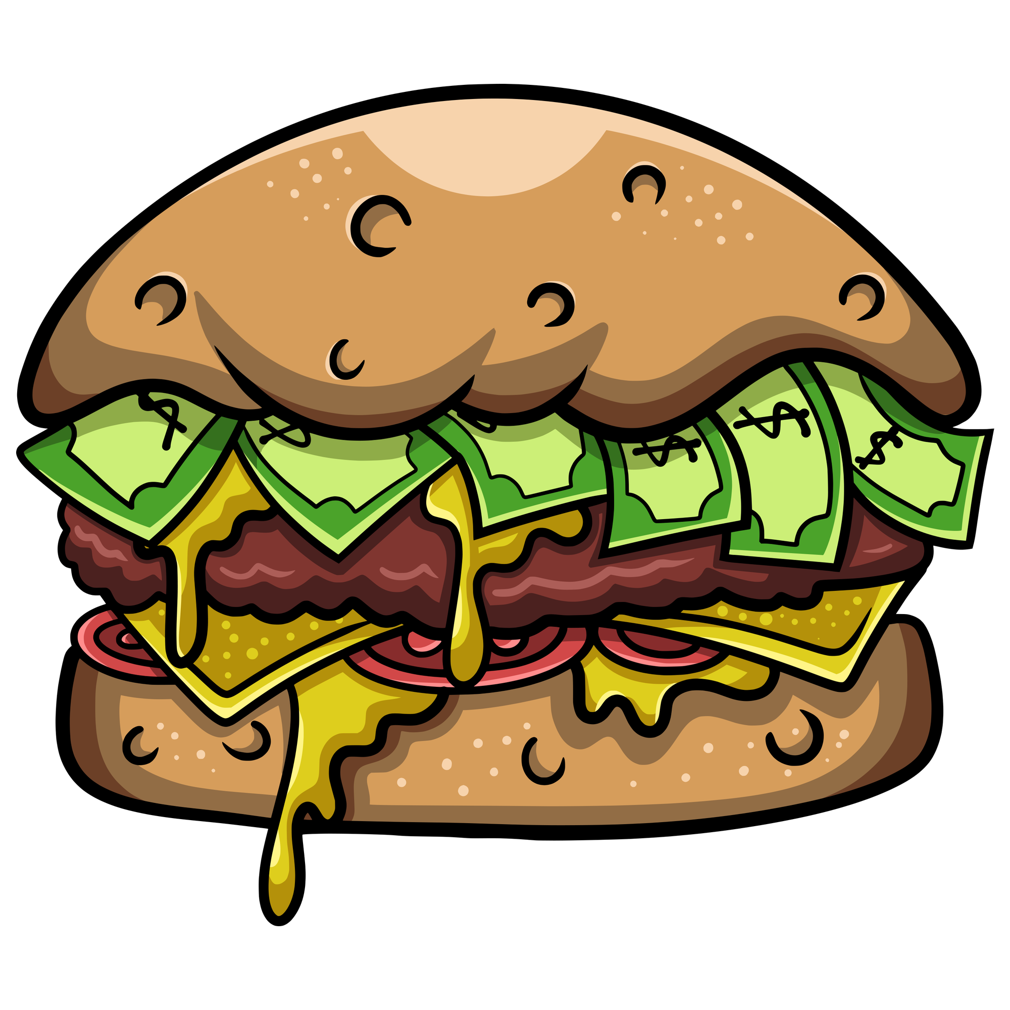 Unisex Mutfak Aşçı Önlüğü Hamburger Para Baskılı Komik Tasarım Günlük Rahat Modern Şık Konforlu