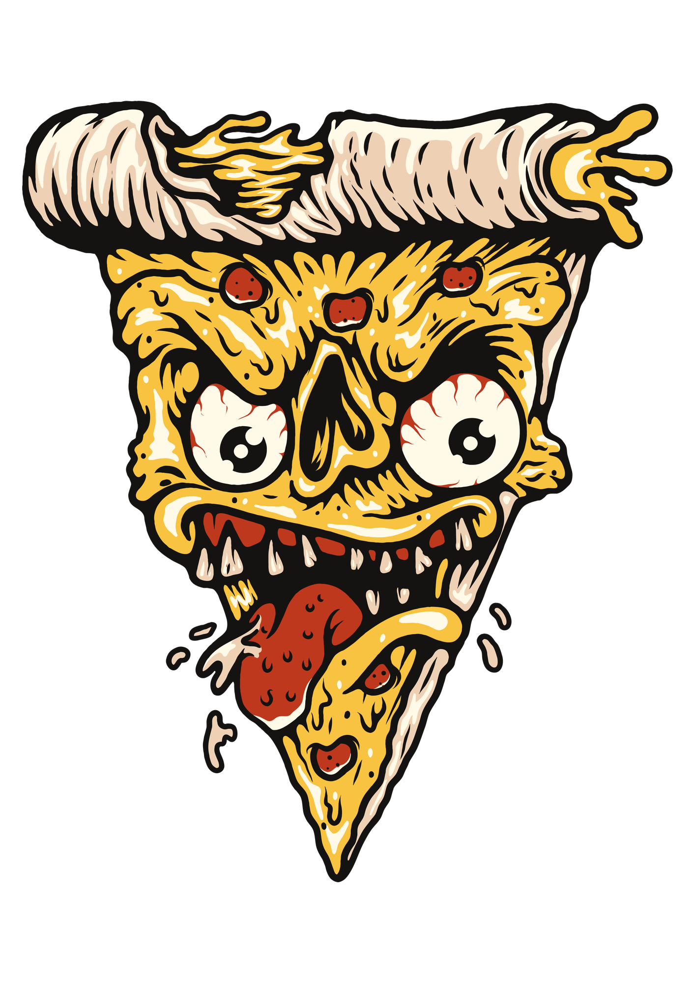 Erkek Unisex Mutfak Aşçı Önlüğü Korkunç Pizza Dilimi Yüz Baskılı Rahat Kesim Günlük Modern Şık Zarif