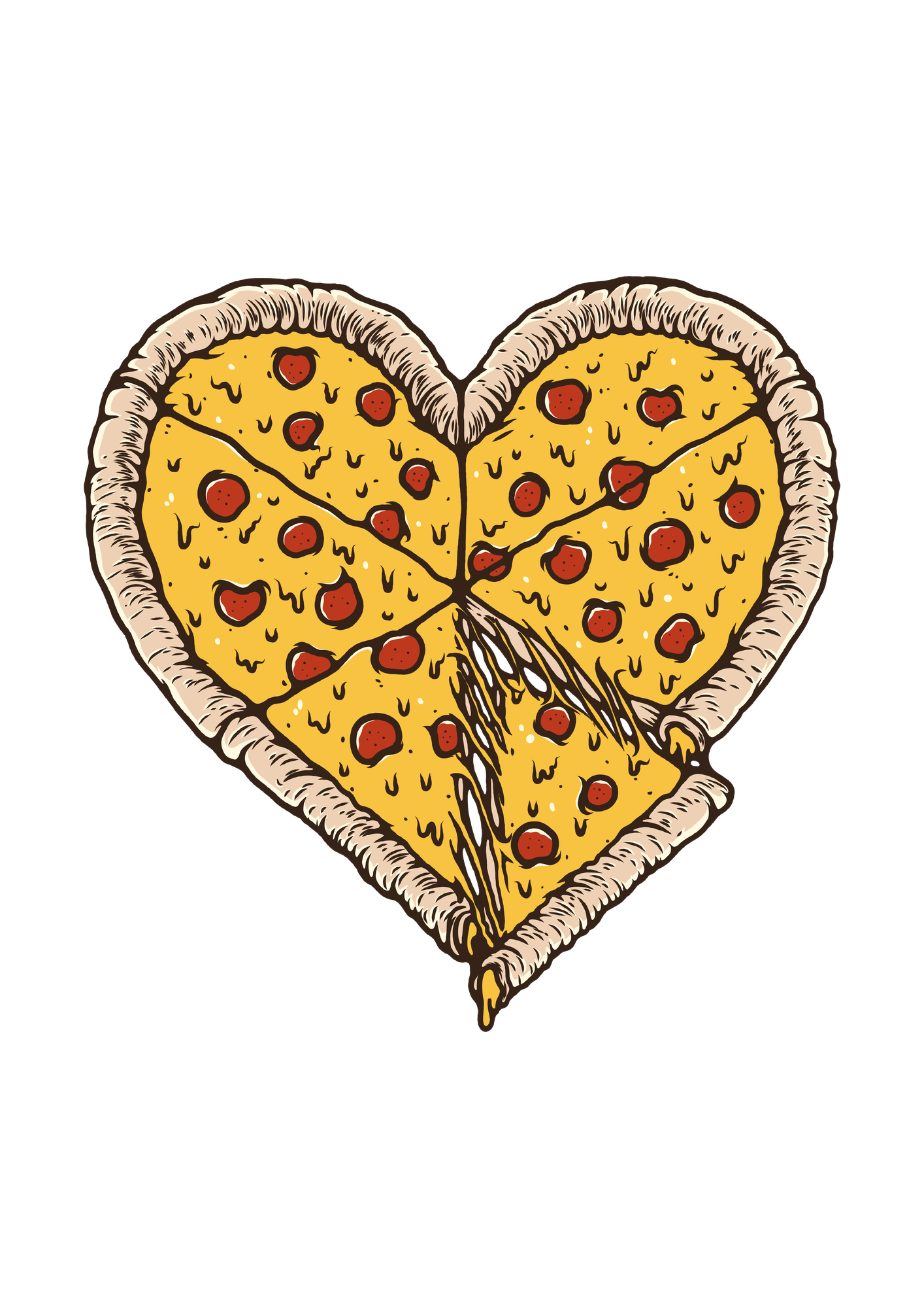 Erkek Unisex Mutfak Aşçı Önlüğü Pizza Kalp Baskılı Rahat Kesim Günlük Kullanım Modern Şık Konforlu