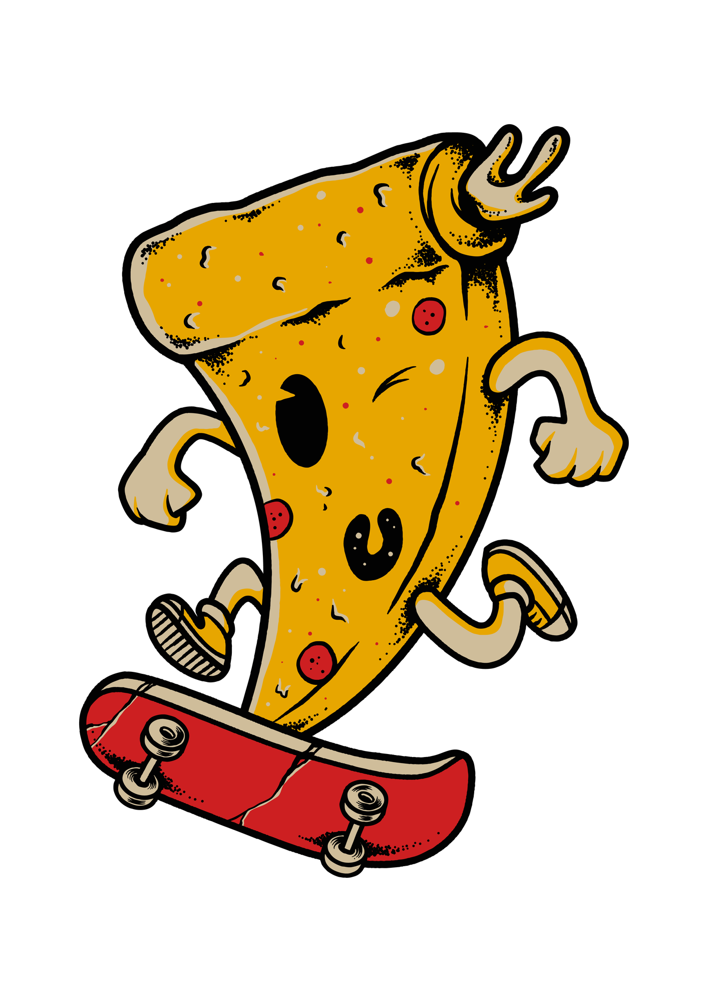 Unisex Mutfak Aşçı Önlüğü Kaykay Pizza Baskılı Çocuk Dostu Eğlenceli Tasarım Canlı Renkli Günlük