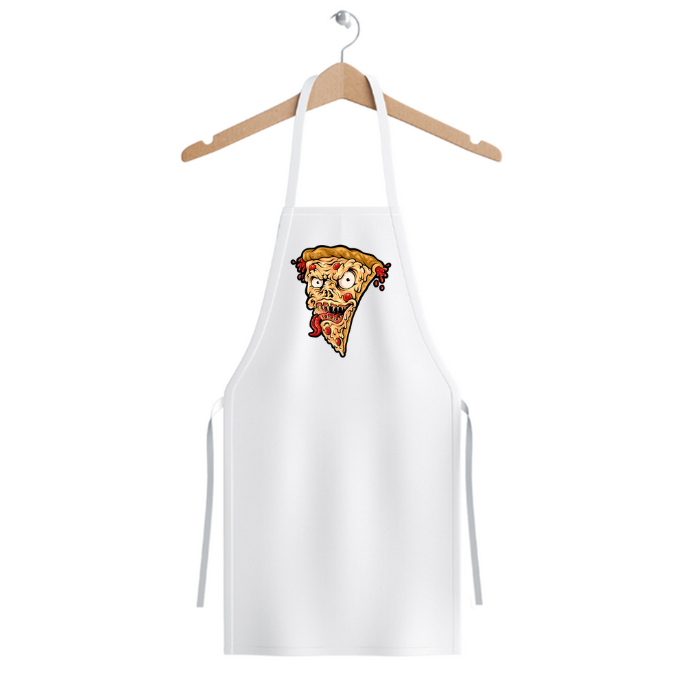 Unisex Mutfak Önlüğü Şeytani Pizza Dilimi Baskılı Karanlık Mizah Tarzı Rahat Kesim Günlük Modern