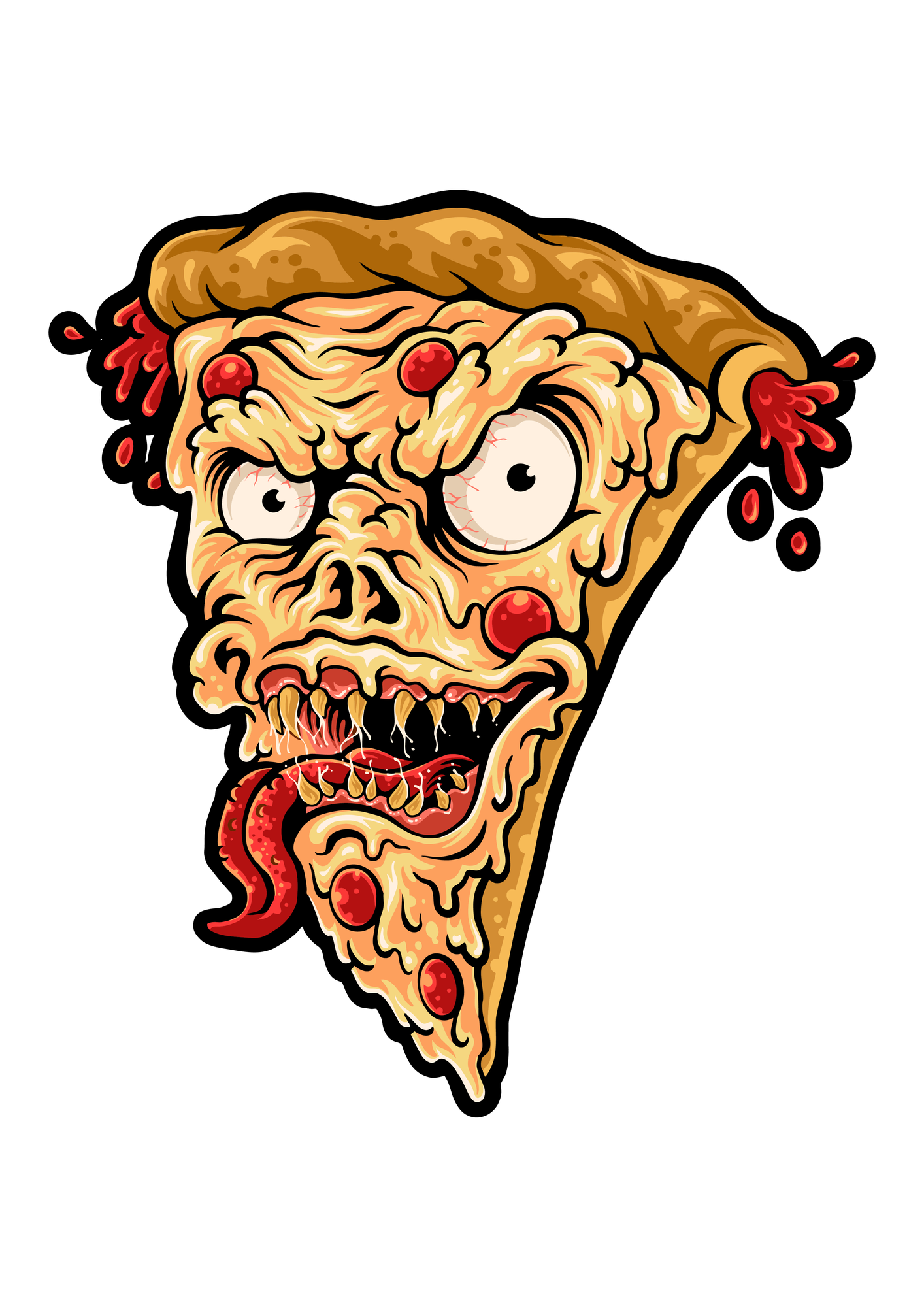 Unisex Mutfak Önlüğü Şeytani Pizza Dilimi Baskılı Karanlık Mizah Tarzı Rahat Kesim Günlük Modern