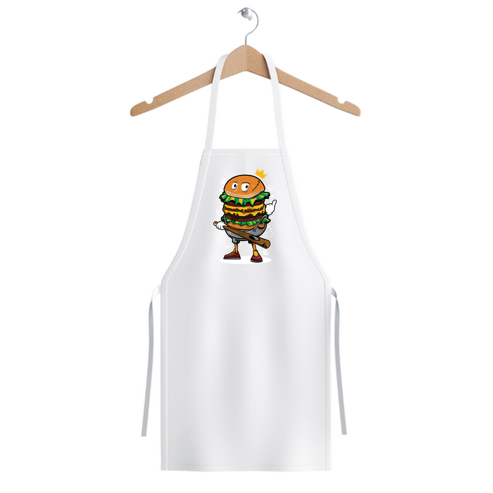 Erkek Unisex Mutfak Aşçı Önlüğü Karikatür Burger Baskılı DTF Dijital Rahat Kesim Günlük Modern Şık