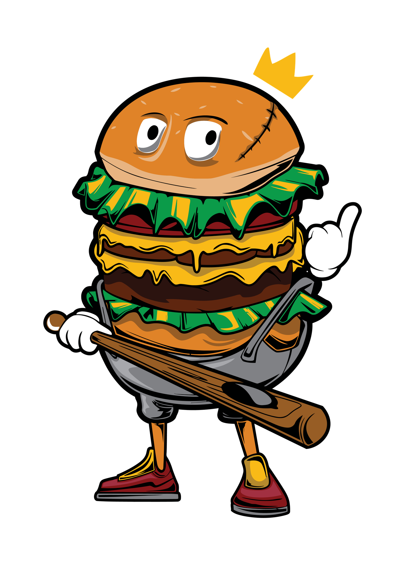 Erkek Unisex Mutfak Aşçı Önlüğü Karikatür Burger Baskılı DTF Dijital Rahat Kesim Günlük Modern Şık