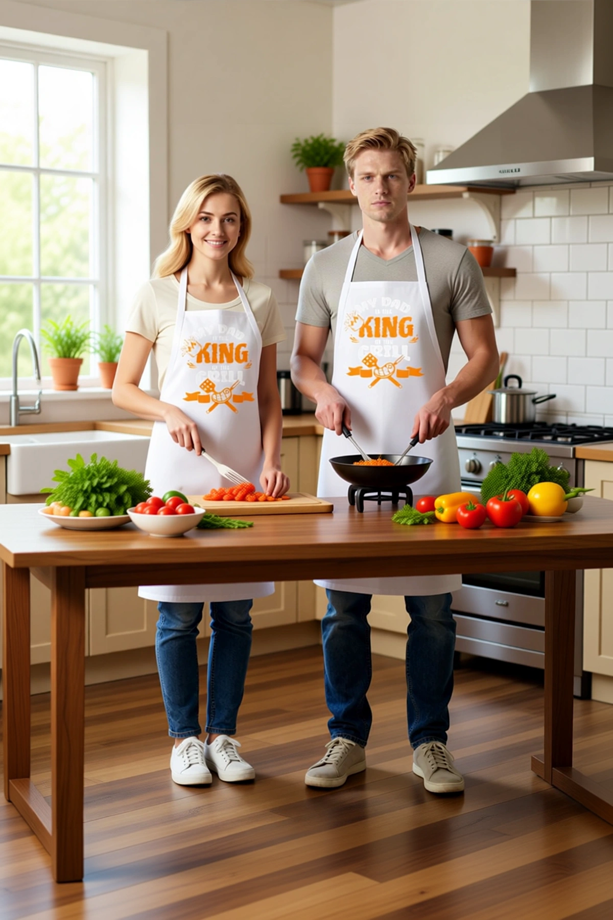 Erkek Unisex Mutfak Aşçı Önlüğü Mangal Ustası Baskılı DTF Dijital Baskı Rahat Kesim Günlük Modern