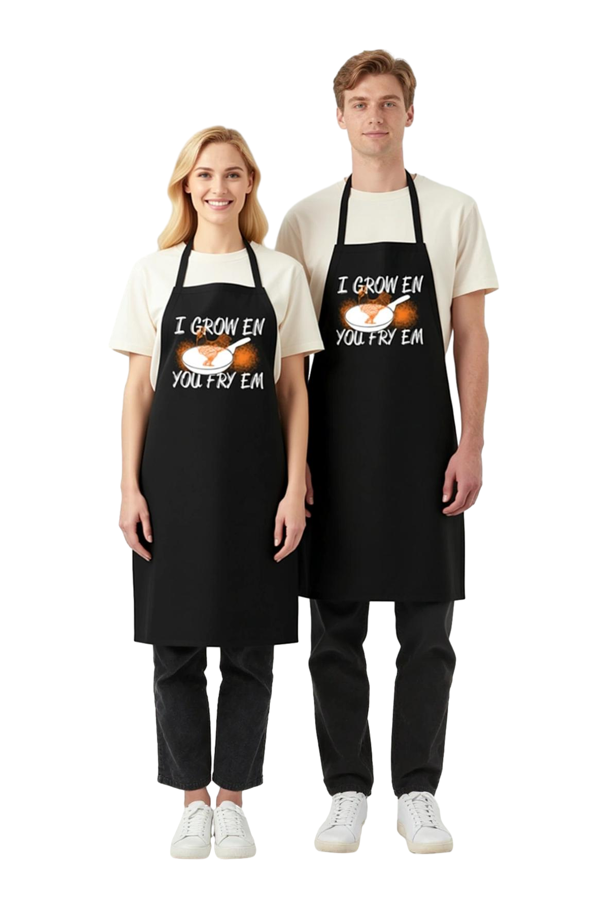 Erkek Unisex Mutfak Aşçı Önlüğü Tavuk Baskılı Yetiştir Fritöz Yazılı Rahat Kesim Günlük Modern Şık