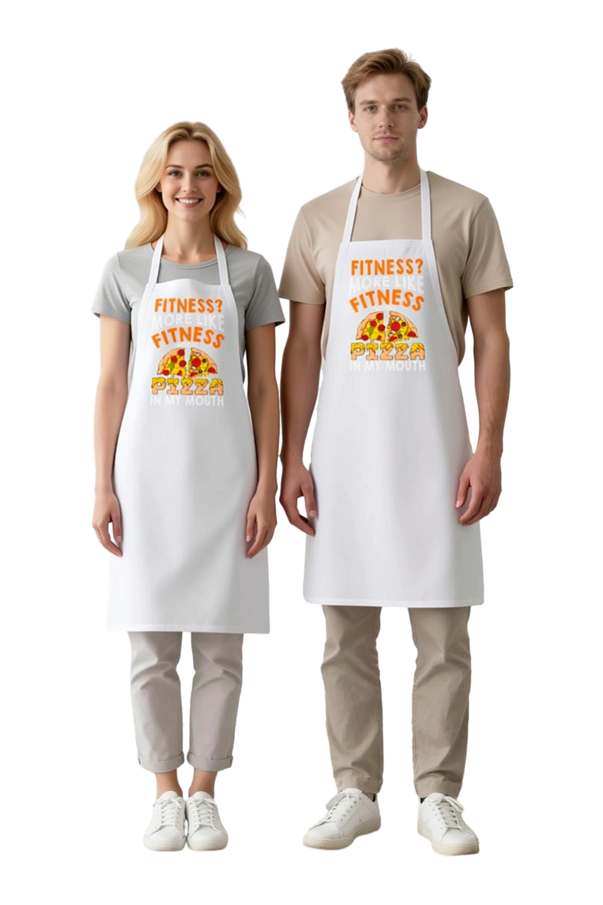 Unisex Mutfak Aşçı Önlüğü Pizza Baskılı Komik Tasarım Mizah Desen Rahat Kesim Günlük Modern Şık