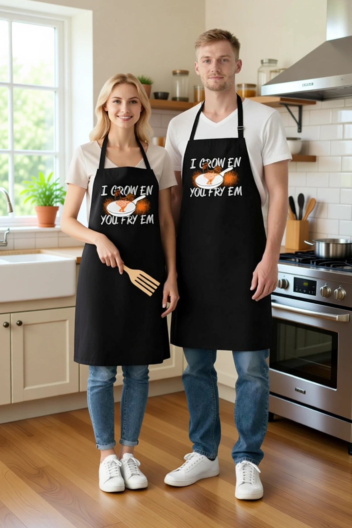 Unisex Mutfak Önlüğü Yetiştiririm Kızartırsın Baskılı Vintage Tarım Temalı Aşçı Günlük Rahat Modern