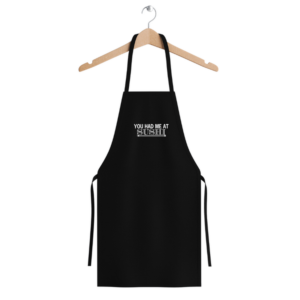 Kadın Aşçı Önlüğü Suşi Baskılı Unisex Mutfak Tasarımı Halter Yaka Cepli Rahat Kesim Günlük Modern