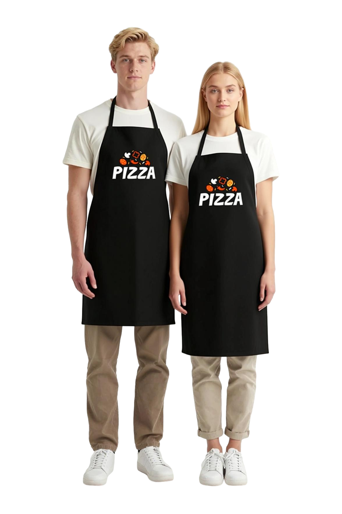 Unisex Mutfak Önlüğü Pizza Baskılı Grafik Desen Aşçı Rahat Kesim Günlük Kullanım Modern Şık Konforlu