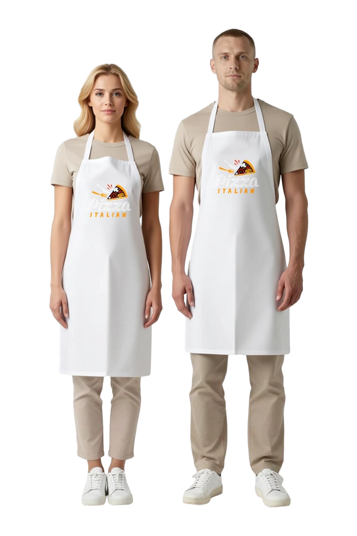 Unisex Mutfak Önlüğü İtalyan Pizza Baskılı Rahat Kesim Boyundan Askılı Cepli Günlük Aşçı Modern