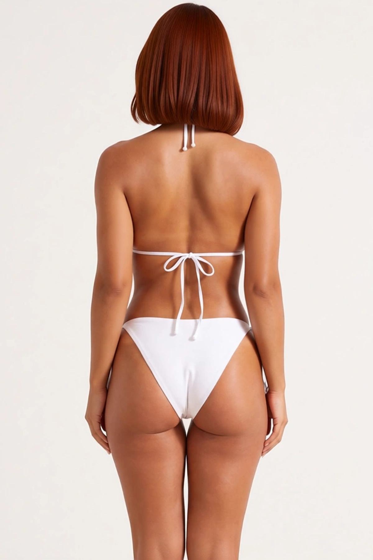 Kadın Bikini Takımı Üçgen Kap Kolsuz Düz Desen Döküm Aksesuarlı Balensiz Bağlama Bağcık Örme Raşel
